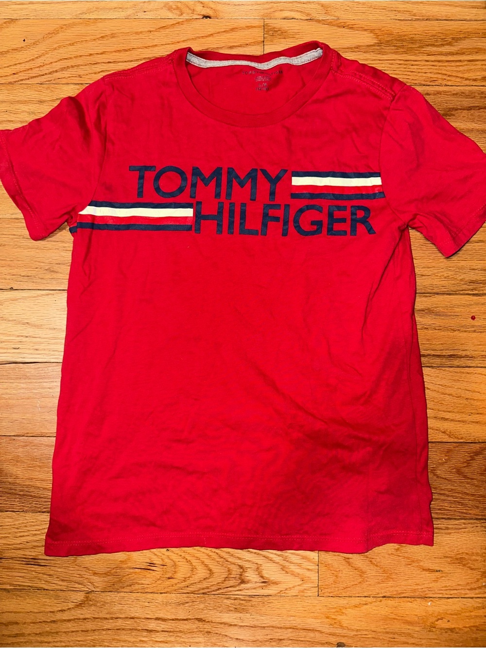 Tommy Hilfiger Bright Red Logo Tee with Navy & White Accents